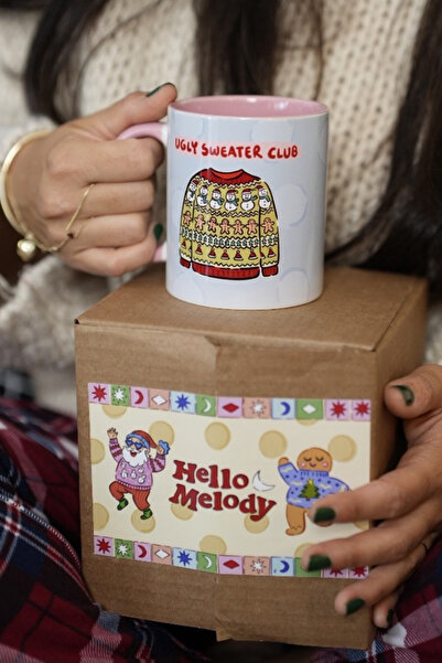 Hello Melody Design 'Ugly Sweater Club' Mug - Christmas Themed Original Design Digital Printing Porcelain Mug 9.5X8 cm