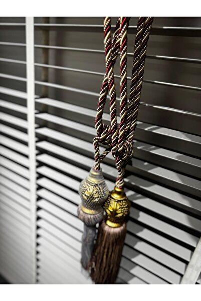 VANESSA PERDE Bordolu Kırmızılı Varaklı Perde Yan Braçol Bağlama Yeni Sezon 2...