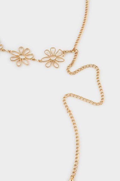 DeFacto Γυναικεία μεταλλική ζώνη με θέμα το χρυσό λουλούδι G3684AXNS