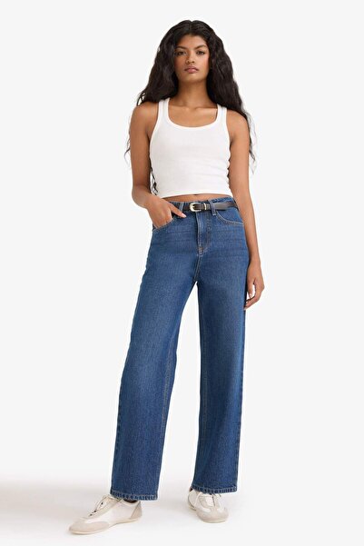 DeFacto straight fit talie înaltă Pantaloni lungi din denim cu picior drept F3345AX25WN