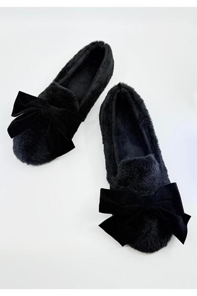 CCWAY AYAKKABI Women's Bowknot Home Slippers Black