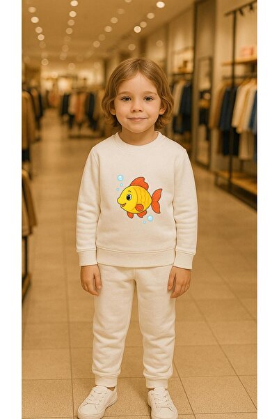 playwear Παιδικό Φούτερ Σετ Ρούχων με Στάμπα FISH BALONCUK για Κορίτσια και Α...