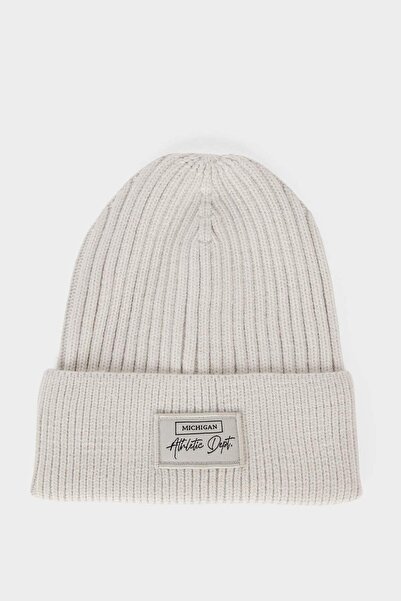 DeFacto Men's Label Printed Fleece Inside Beret F4131Ax25Wn