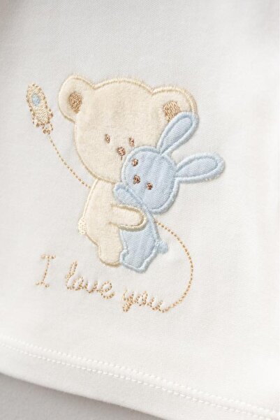Bebitof 100% Cotton Hugging Teddy Bear Patterned 5-Piece Newborn Hospital Release Bodysuit Set Bbtf.Amv.20123