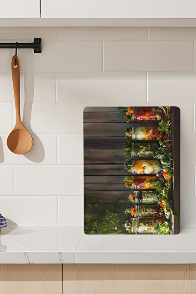 kutuTR Tempered Glass Cutting Board – Colorful Pickle Jars and Vegetables The...