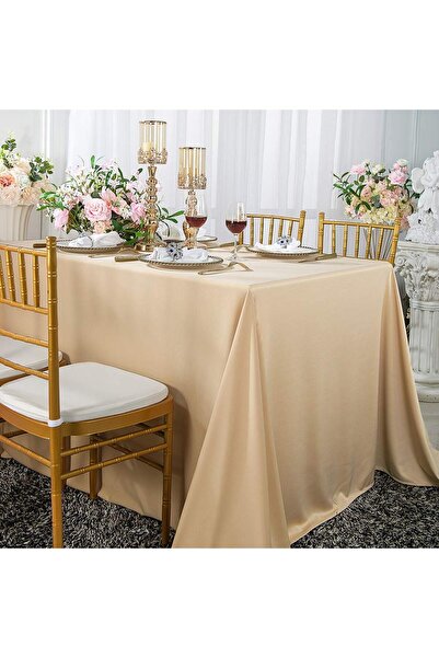 Kotonia Home Tablecloth – 150×240 cm, Damask Satin DeLux, 100% cotton, beige