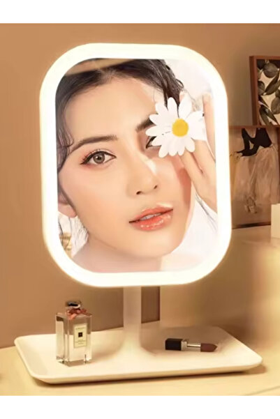 Store Led Işıklı Usb Şarjlı Dikdörtgen Masa Üstü Makyaj Aynası Makyaj Aynası Dokunmatik