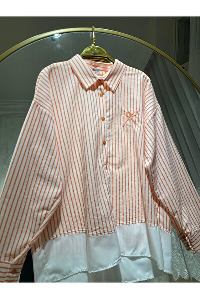 Zübeyde Sayın Women's Bow Embroidered Striped Shirt
