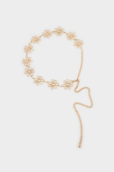 DeFacto Γυναικεία μεταλλική ζώνη με θέμα το χρυσό λουλούδι G3684AXNS