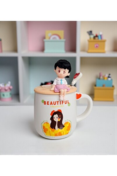 lstri Gift Children's Cute Mug Cartoon Beautifully Designed for Girls and Boys with Lid and Spoon