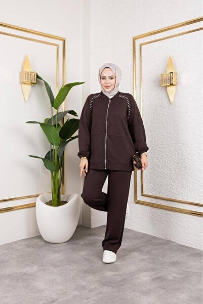 Tebrikler tekstil Women's Hijab Top and Bottom Set Model G3996