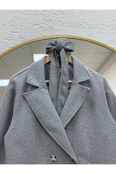 BENAHOLL Efrat Kol Epaulettes Belted Lined Coat-Bn8666 Gray
