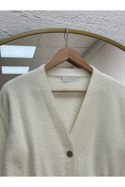 BENAHOLL Elina Gold Buttoned Belted Cardigan-Kr5026 White