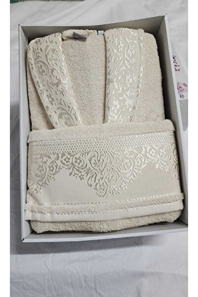 Fiesta Bukle Tekli Pamuk Bornoz 2 Parça (Havlulu)