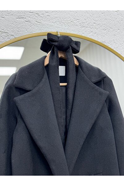 BENAHOLL Aixa Double Pocket Unbuttoned Lined Coat-Un233 Black