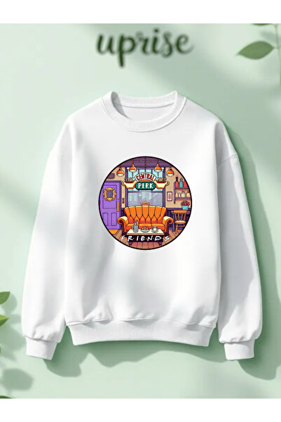 Vordevia سويت شيرت فريندز مطبوع من القطن ذو قصة فضفاضة خيوط وياقة دائرية