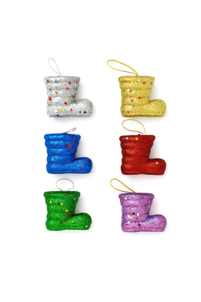 bidoluhobi زينة شجرة عيد الميلاد، أحذية سانتا كلوز اللامعة والمرصعة بالترتر، ...