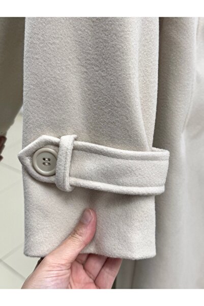 BENAHOLL Alita Shoulder Padded Sleeve Epaulettes Embroidered Coat-Ek1003 Stone