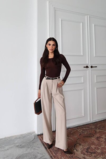 diğerr1 PİLELİ KEMERLİ PALAZZO PANTOLON