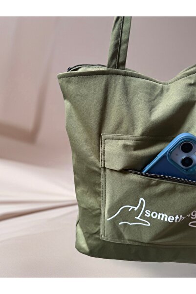 Aura Collection Online Something Fabric Bag with Zipper Large Size