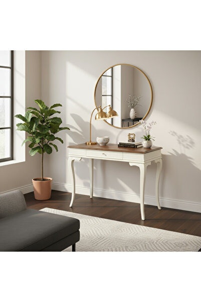 Wooding Mobilya 90 Cm Masif Rustik Krem Ceviz Dresuar