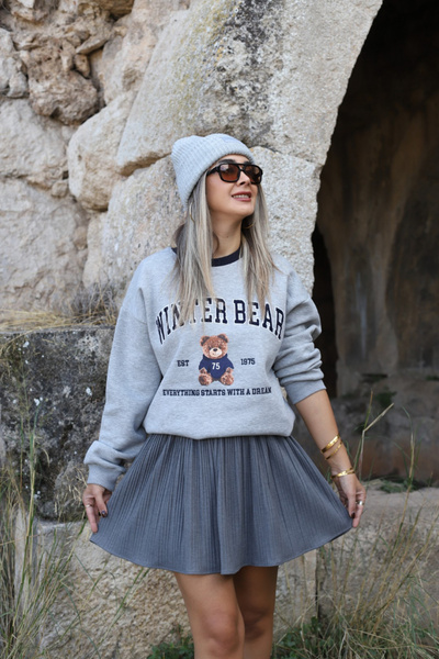 bytugcekaya Anthracite Ruffle Shorts Skirt