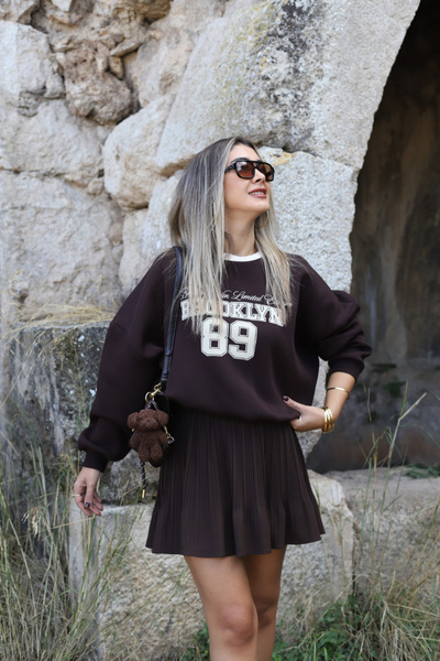 bytugcekaya Coffee ruffle shorts skirt