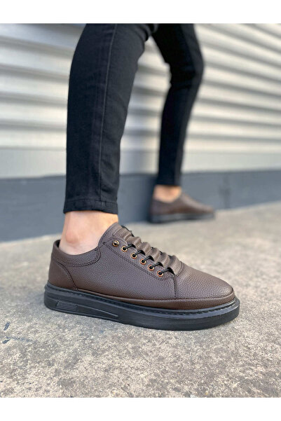 Lucy Shoes JY0535 حذاء رياضي كاجوال للرجال من Prime Lace-Up Skin CST - بني