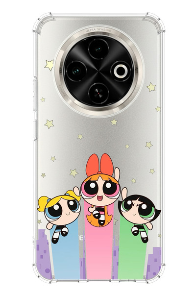 TechTree حافظة سيليكون مطبوع متوافقة مع هاتف Tecno Spark 30C بتصميم فتيات القوة