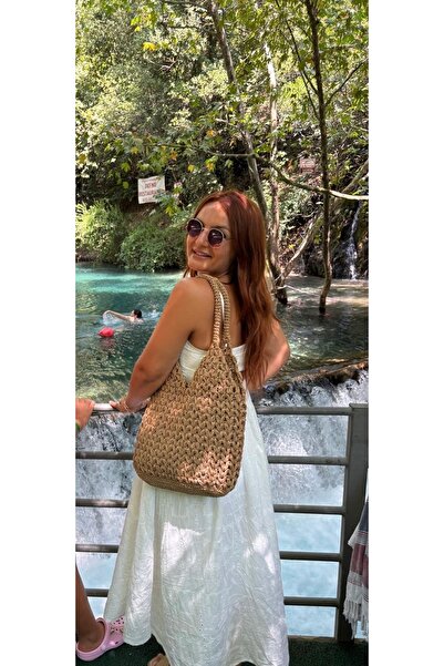 MODA Hasır Torba Çanta, Hasır Çanta, Omuz Çantası, Yazlık Plaj Çanta %100 El ...