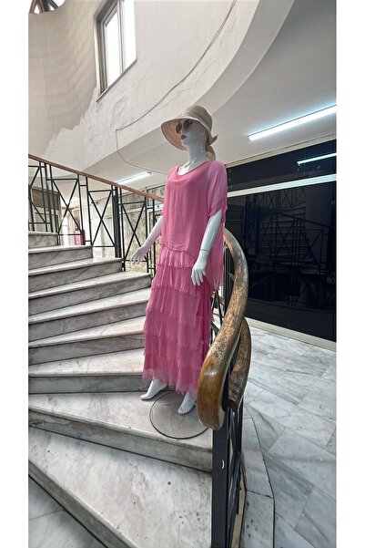 EREN STYLE Italian Size 2 Thin Looking Half Sleeve Layered Silk Dress