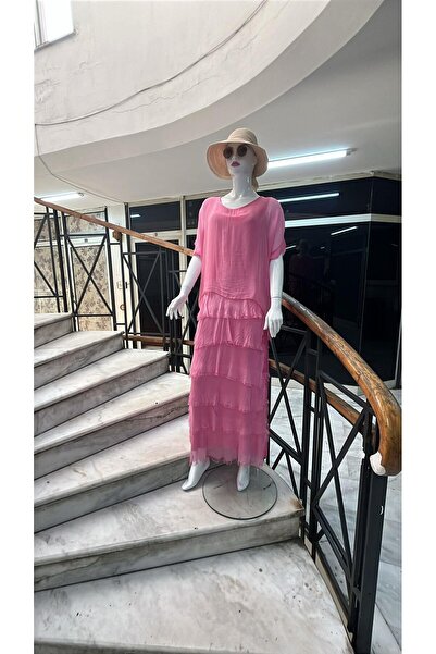 EREN STYLE Italian Size 2 Thin Looking Half Sleeve Layered Silk Dress