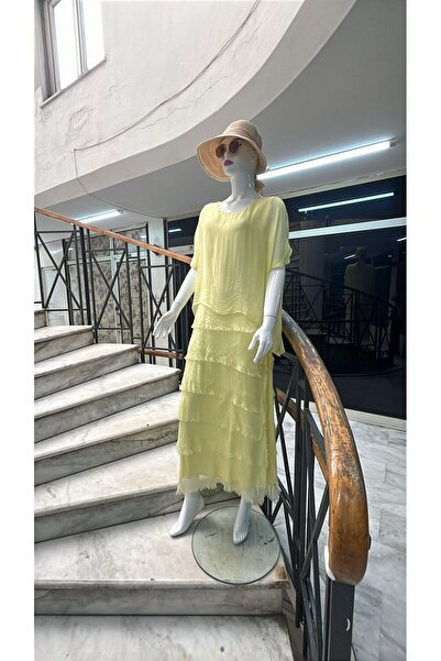 EREN STYLE Italian Size 2 Thin Looking Half Sleeve Layered Silk Dress