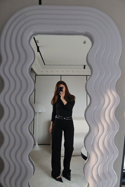 Özge Özgenç Partea de jos este cu capse cu imprimeu straight fit Jean