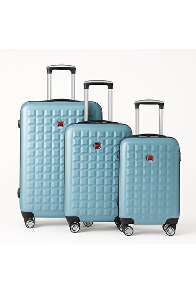 ASFAR XT-307 Set of 3 Luggage (28/24/20 Inch) | ABS Hard Case Bag with Combination Lock- Silver Pink Blue
