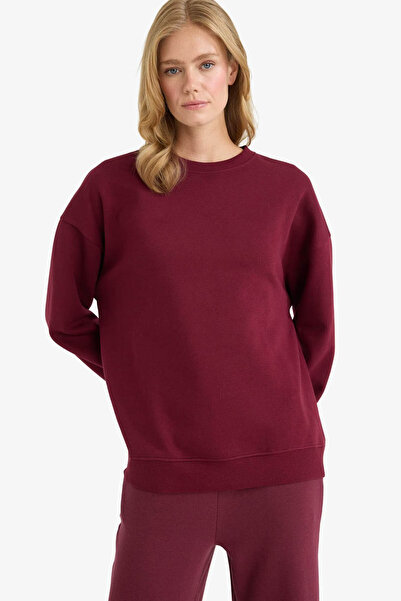 DeFacto Oversize Wide Fit Crew Neck Basic Plain Thick Sweatshirt F9628Ax25Au