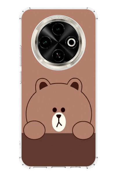 TechTree Printed Silicone Case with Brown Bear Design Compatible with Tecno Spark 30C