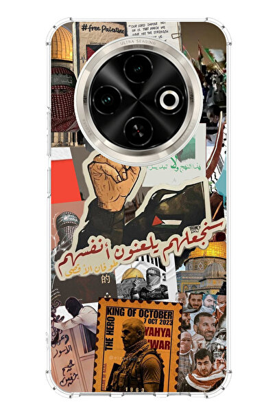 TechTree حافظة سيليكون متوافقة مع هاتف Tecno Spark 30C من فلسطين فريديتي مطبوع