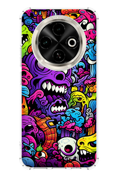 TechTree حافظة سيليكون متوافقة مع هاتف Tecno Spark 30C من Psychedelic Colorfu...