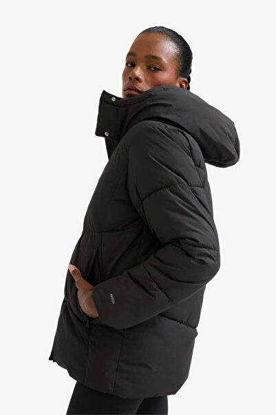 DeFacto Water Repellent Regular Fit Half Fleece Lined Winter Black Women's Coat A1553Ax/Bk81