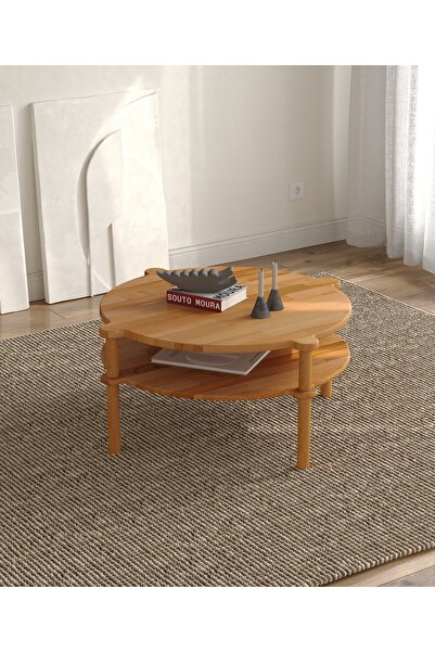 woodizy DOĞAL MASİF AHŞAP ALMA ORTA SEHPA