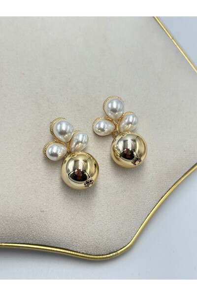 MyladyAccessoriess Pearl Detail Topçuk Earrings (Brass Plated)