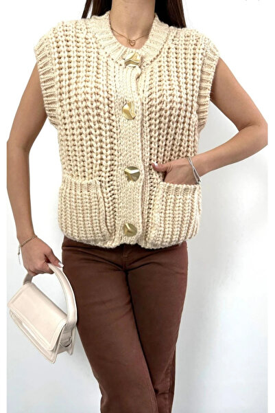 jöns since 1997 Women's Large Metal Buttoned Thessaloniki Knitted Sweater Vest