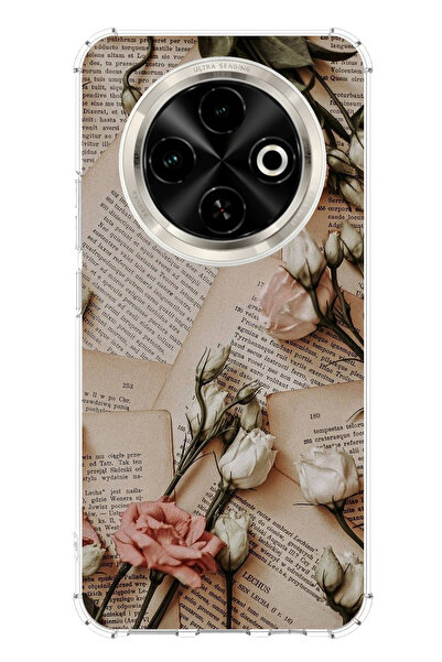 TechTree حافظة سيليكون مطبوع متوافقة مع هاتف Tecno Spark 30C بتصميم ورود الجر...