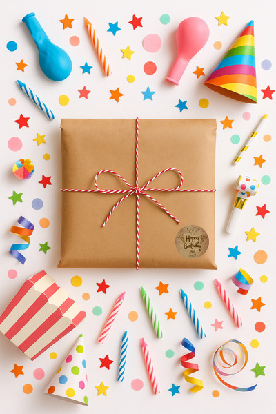 Dekals SET Orta Boy Doğum Günü (Happy Birthday) Hediye Paketi Seti (22x35 Pak...
