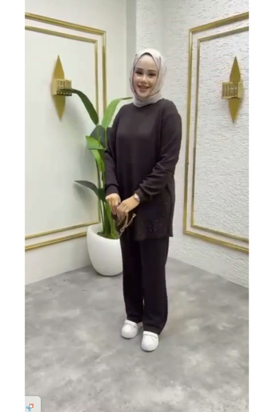 Tebrikler tekstil Women's Hijab Top and Bottom Set Model G3997