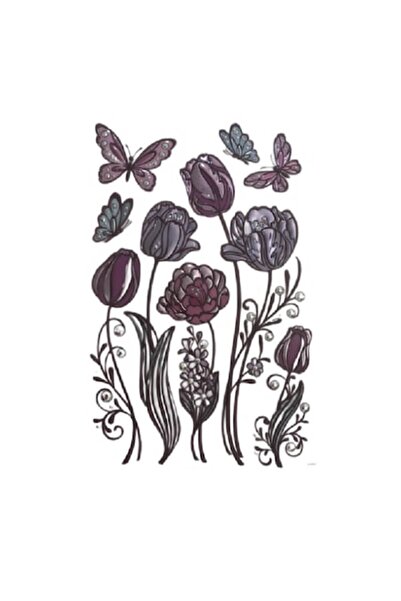 Evolium Decorațiune murală cu flori și fluturi, 60 x 32 cm, multicoloră