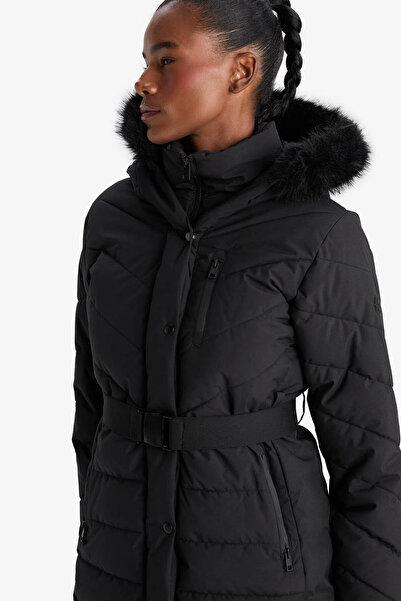 DeFacto Haina pentru femei Water Repellent Regular Fit K cu glugă neagra C8505AX/BK81