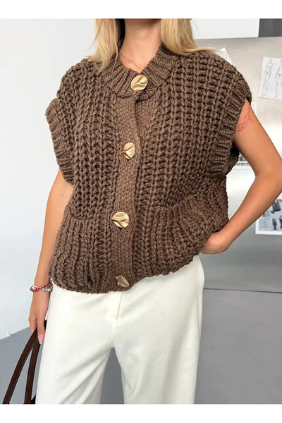 jöns since 1997 Women's Large Metal Buttoned Thessaloniki Knitted Sweater Vest