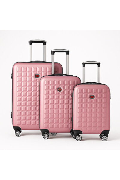 ASFAR XT-307 Set of 3 Luggage (28/24/20 Inch) | ABS Hard Case Bag with Combination Lock- Silver Pink